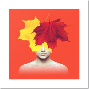 Autumn leaves head portrait Posters and Art